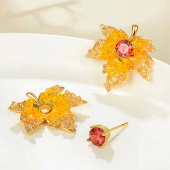 Close-up detail of the sparkling zircons and plating on the Maple Leaf Studs