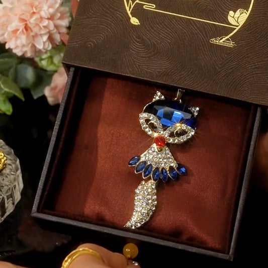 14K Gold-Plated Cute Smart Girl Fox Necklace worn to showcase its length and pendant detail