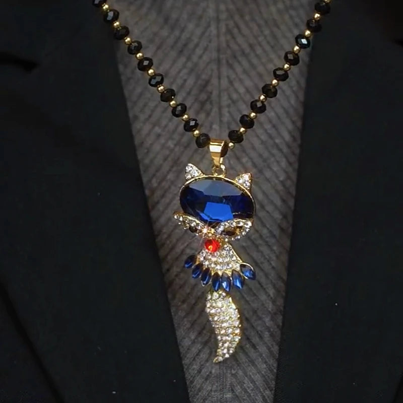 Detailed view of the 14K Gold-Plated Cute Smart Girl Fox Necklace chain and pendant