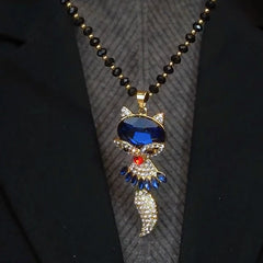 Detailed view of the 14K Gold-Plated Cute Smart Girl Fox Necklace chain and pendant