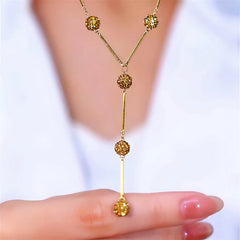 Close-up of the pendant and clasp on the Y-Shaped Necklace