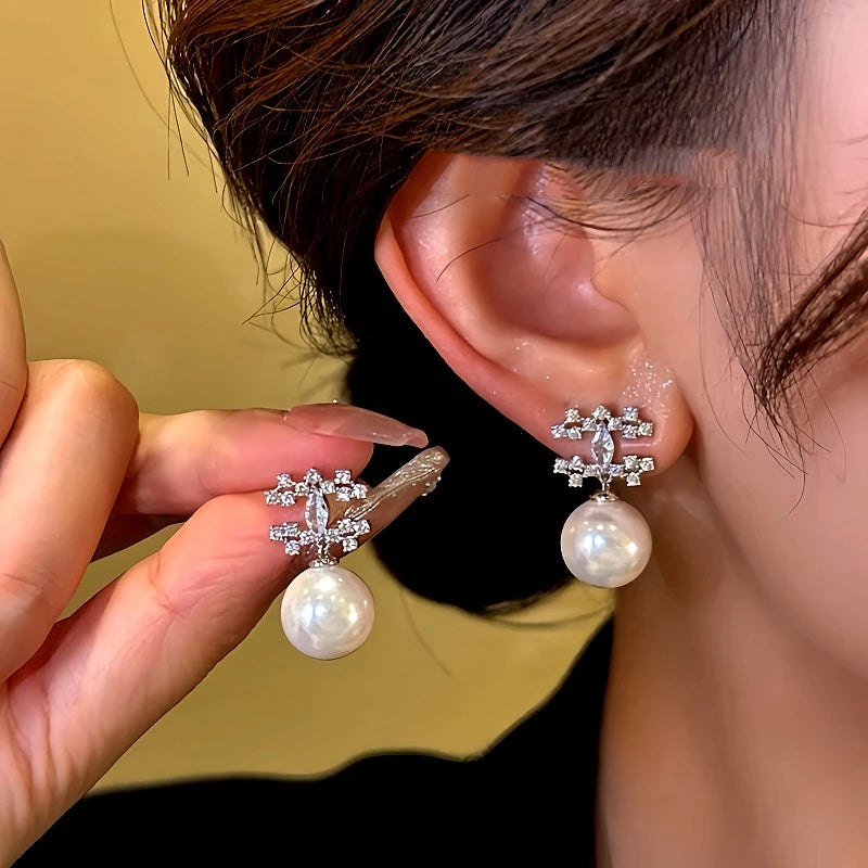 14K Gold-Plated Diamond Bead Earrings - elegant Diamond Bead Earrings