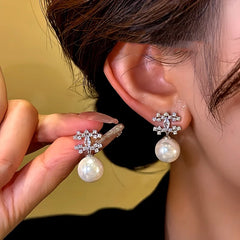 14K Gold-Plated Diamond Bead Earrings - elegant Diamond Bead Earrings