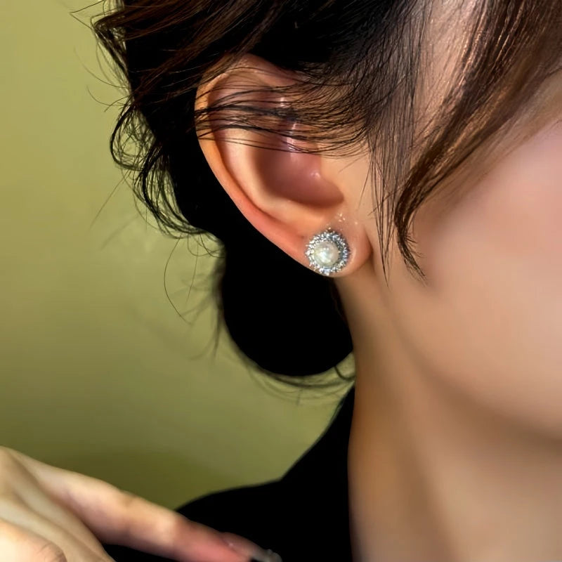 Close-up detail of the sparkling zircons and plating on the Diamond Bead Studs