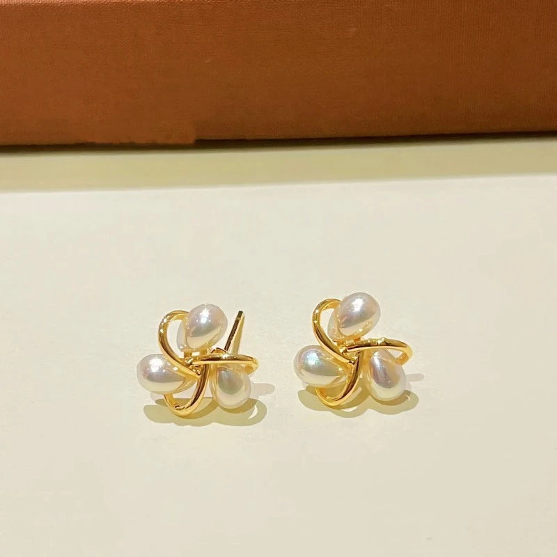 14K Gold-Plated Diamond Bead Stud Earrings - elegant Diamond Bead Studs