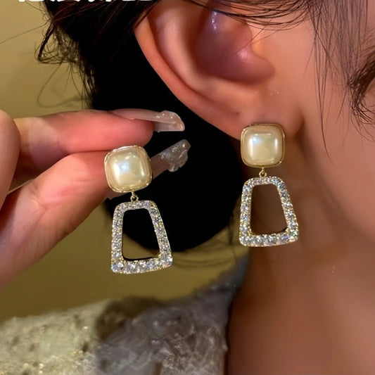 14K Gold-Plated Diamond Bead Tassel Earrings - elegant Bead Tassel Earrings