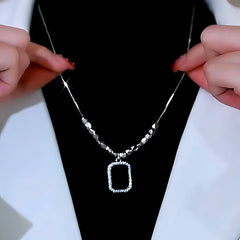 14K Gold-Plated Diamond Black Square Necklace - beautiful Black Square Necklace