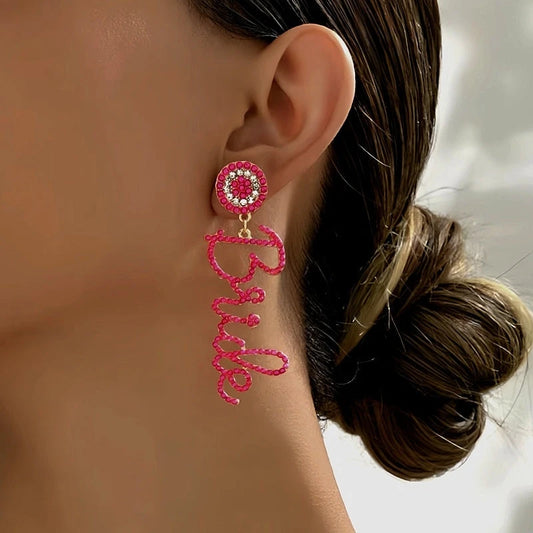 14K Gold-Plated Diamond Letter Tassel Earrings - elegant Letter Tassel Earrings