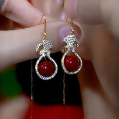 14K Gold-Plated Diamond Purse Pearl Earrings - elegant Purse Charm Earrings