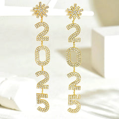Angled view of the 14K Gold-Plated Diamond Snowflake 2025 Digital Earrings