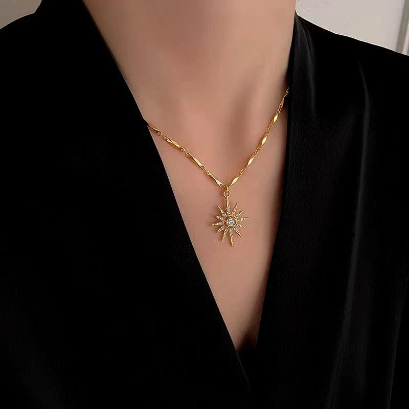 14K Gold-Plated Diamond Sun Necklaces - beautiful Sun Necklace