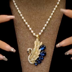 14K Gold-Plated Diamond Swan Crystal Necklace - beautiful Swan Necklace