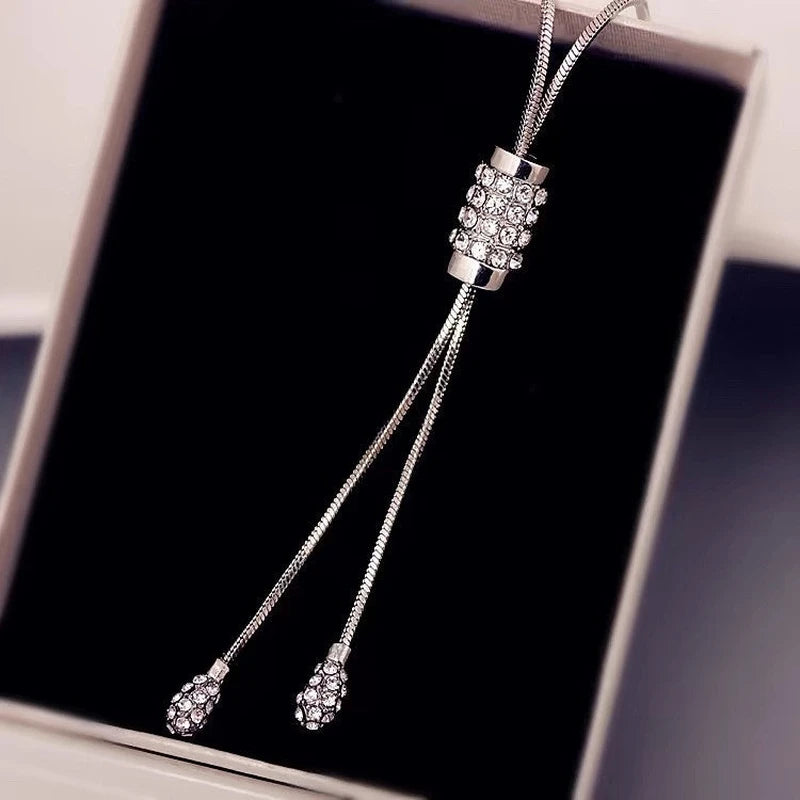 14K Gold-Plated Diamond Tassel Sweater Chain Necklace - beautiful Tassel Sweater Necklace