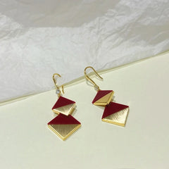 Angled view of the 14K Gold-Plated Double-Layer Diamond Ear Hook Earrings