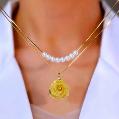 14K Gold-Plated Double-Layer Gold Rose Pearl Necklace - beautiful Rose Pearl Necklace