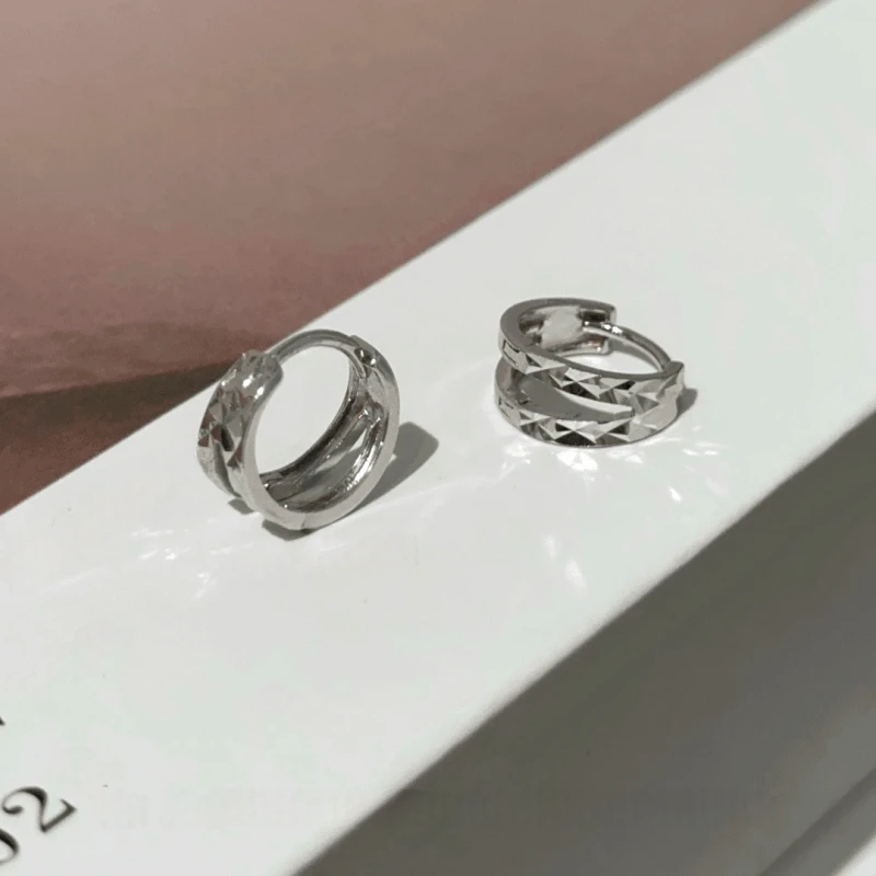 Angled view of the 14K Gold-Plated Double-Layer Hoop Earrings