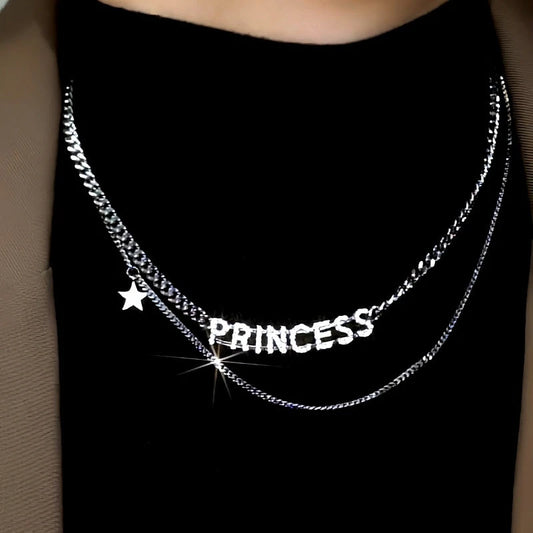 14K Gold-Plated Double-Layered Letter Necklace - beautiful Letter Necklace