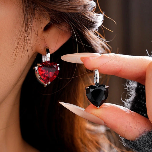 14K Gold-Plated Double-Sided Contrasting Heart Earrings - elegant Double-Sided Heart Earrings