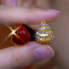 14K Gold-Plated Double-Sided Oil Drop Diamond Water Drop Earrings - elegant Water Drop Earrings