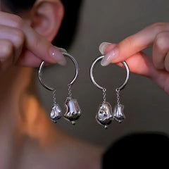 14K Gold-Plated Double Ball Asymmetrical Earrings - elegant Asymmetrical Earrings