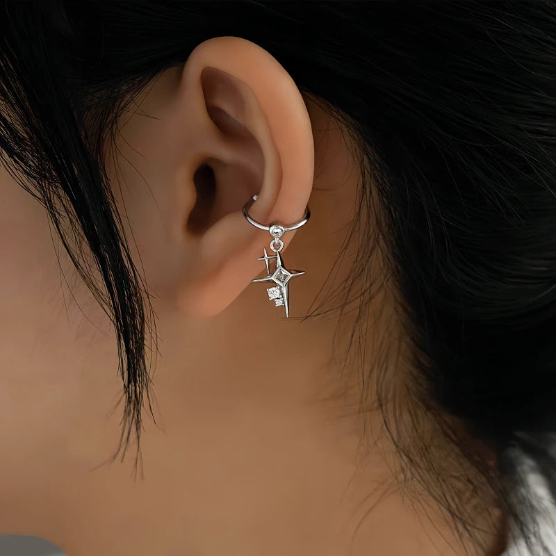Close-up detail of the sparkling zircons and plating on the Star Ear Clips