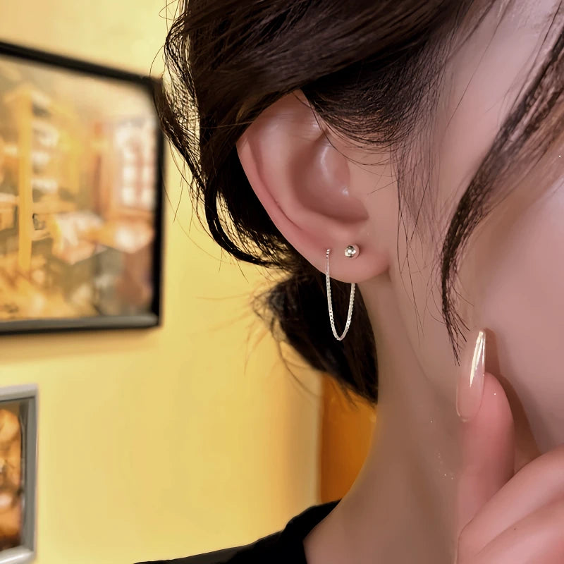 14K Gold-Plated Elegant Bean Threader Earrings - elegant Bean Threader Earrings