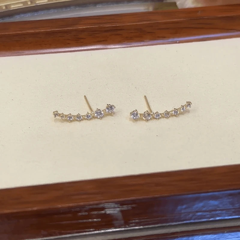 Angled view of the 14K Gold-Plated Elegant Big Dipper Zircon Earrings