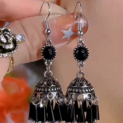 14K Gold-Plated Elegant Black Crystal Ear Hooks - elegant Black Crystal Ear Hooks