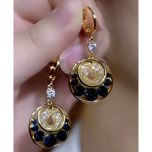 14K Gold-Plated Elegant Blue Diamond Mesh Water Drop Earrings - elegant Mesh Water Drop Earrings