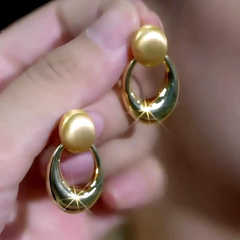 14K Gold-Plated Elegant Brushed Oval Earrings - elegant Brushed Oval Earrings