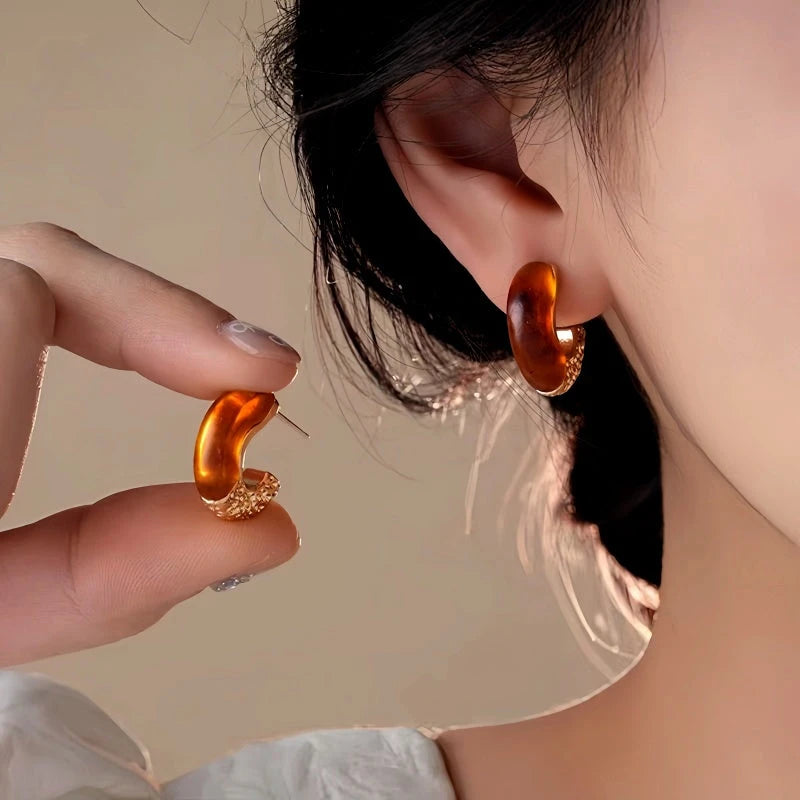 14K Gold-Plated Elegant C-Ring Earrings - elegant C-Ring Earrings