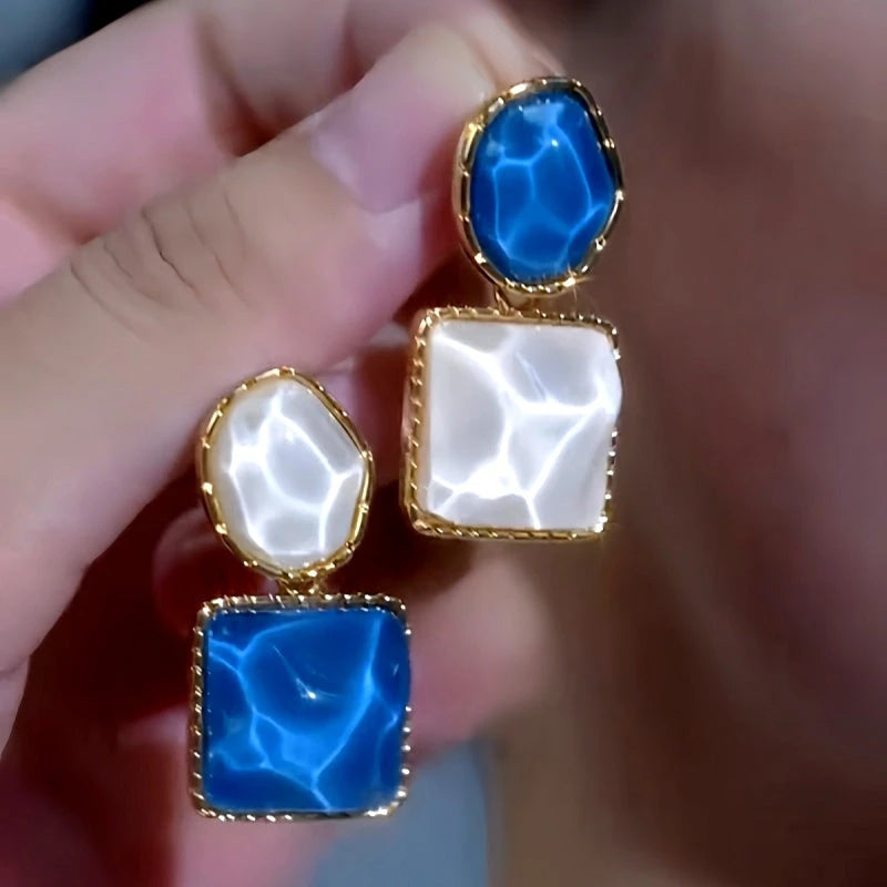 14K Gold-Plated Elegant Cat's Eye Stone Asymmetrical Earrings - elegant Asymmetrical Earrings