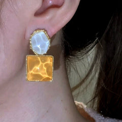 14K Gold-Plated Elegant Cat's Eye Stone Earrings - elegant Pink Cat's Eye Earrings