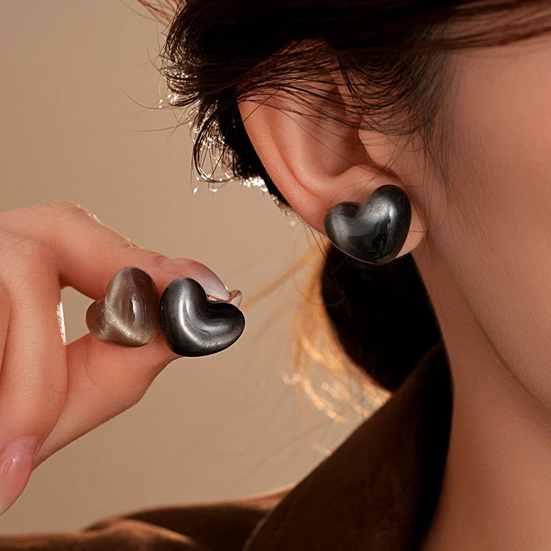 14K Gold-Plated Elegant Cat's Eye Stone Stud Earrings - elegant Cat's Eye Studs