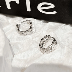 Angled view of the 14K Gold-Plated Elegant Chain Hoop Earrings