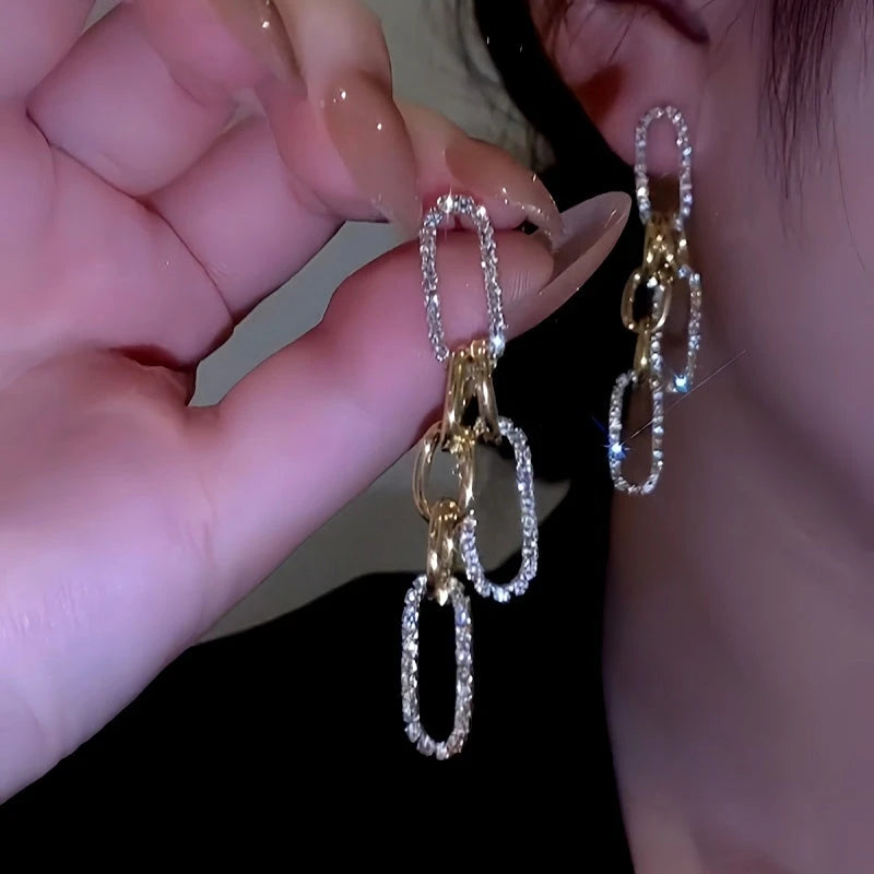 14K Gold-Plated Elegant Chain Tassel Earrings - elegant Chain Tassel Earrings