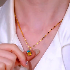 14K Gold-Plated Elegant Colorful Ball Pendant Necklace - beautiful Colorful Ball Necklace