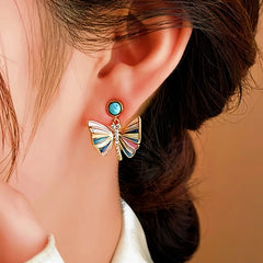 Close-up detail of the sparkling zircons and plating on the Colorful Butterfly Earrings