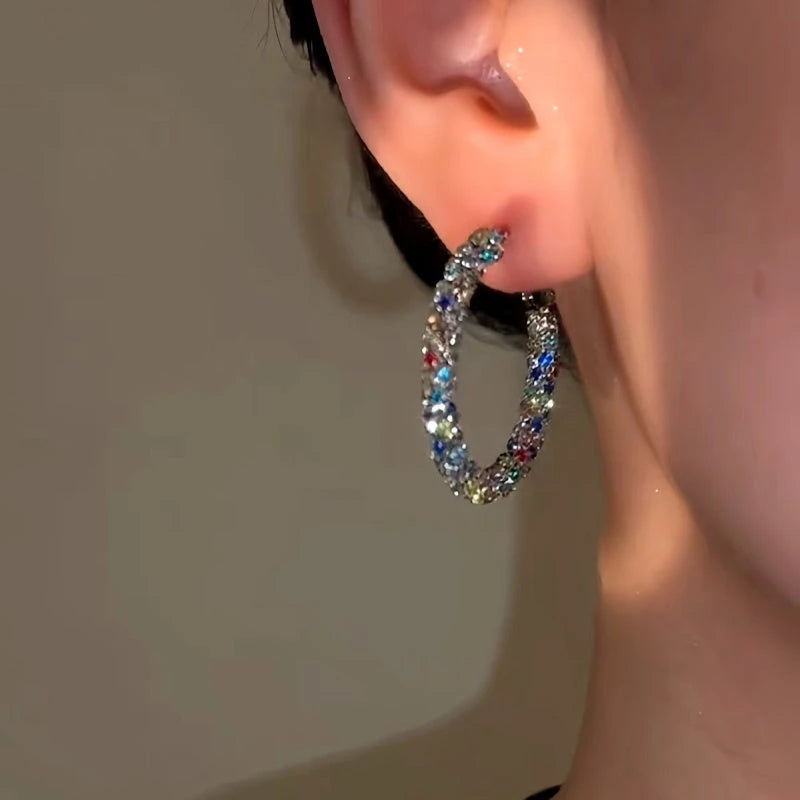 14K Gold-Plated Elegant Colorful Hoop Earrings - elegant Colorful Hoop Earrings