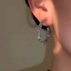 14K Gold-Plated Elegant Colorful Hoop Earrings - elegant Colorful Hoop Earrings