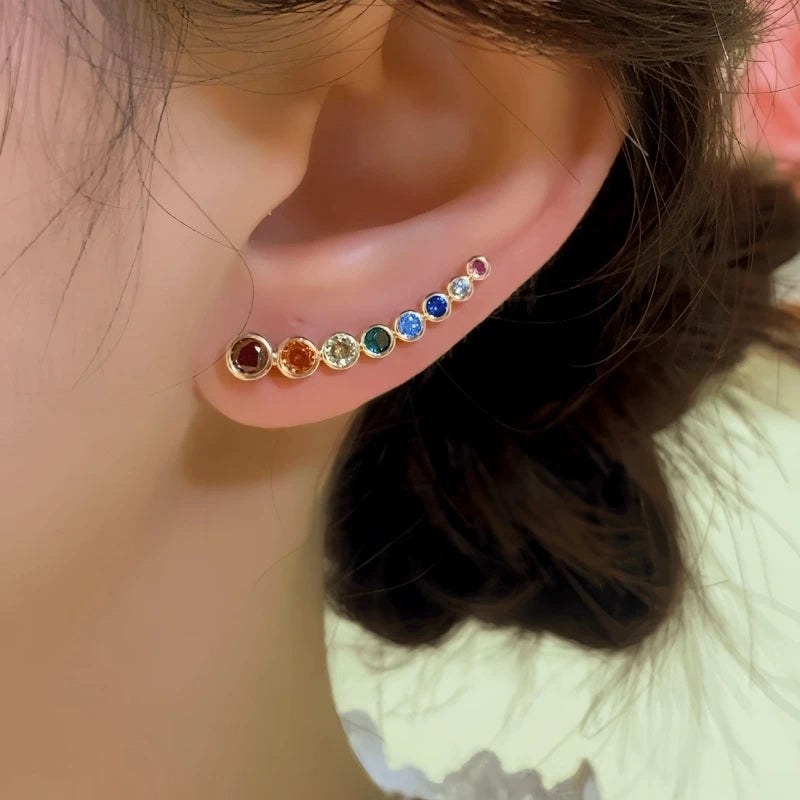 Close-up detail of the sparkling zircons and plating on the Ear Crawler Earrings