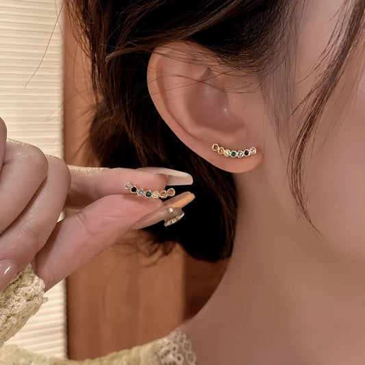 14K Gold-Plated Elegant Colorful Zircon Smile Face Stud Earrings - elegant Smile Face Studs