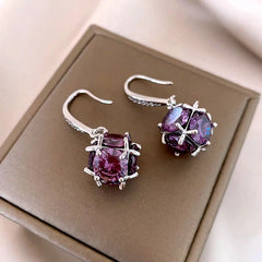 Angled view of the 14K Gold-Plated Elegant Diamond Ear Hook Earrings