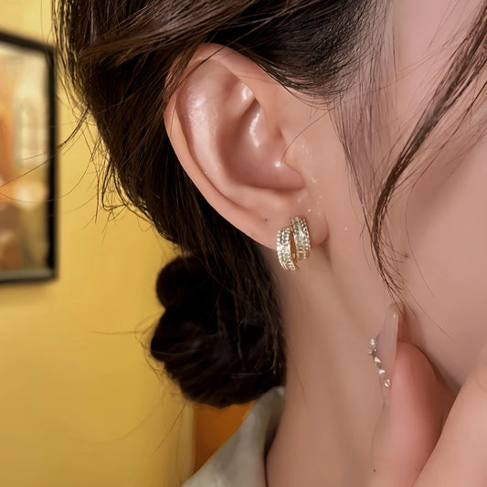 14K Gold-Plated Elegant Diamond Studs - elegant Diamond Studs