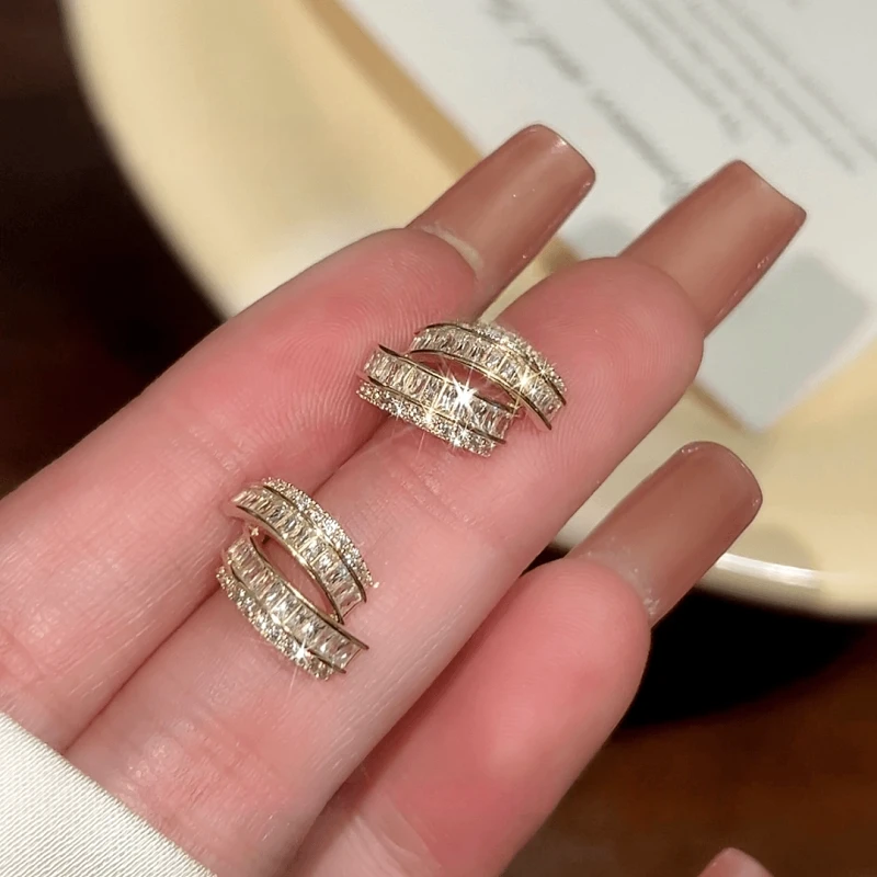 Close-up detail of the sparkling zircons and plating on the Diamond Studs