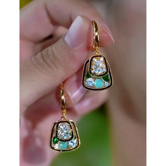 14K Gold-Plated Elegant Double-Layer Zircon Diamond Earrings - elegant Double Layer Earrings
