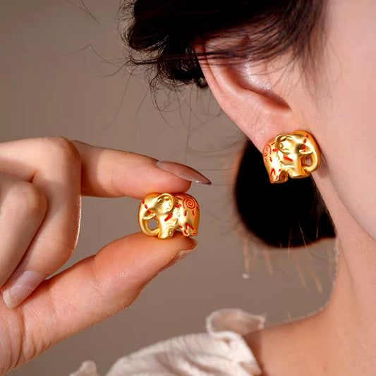 14K Gold-Plated Elegant Elephant Stud Earrings - elegant Elephant Stud Earrings