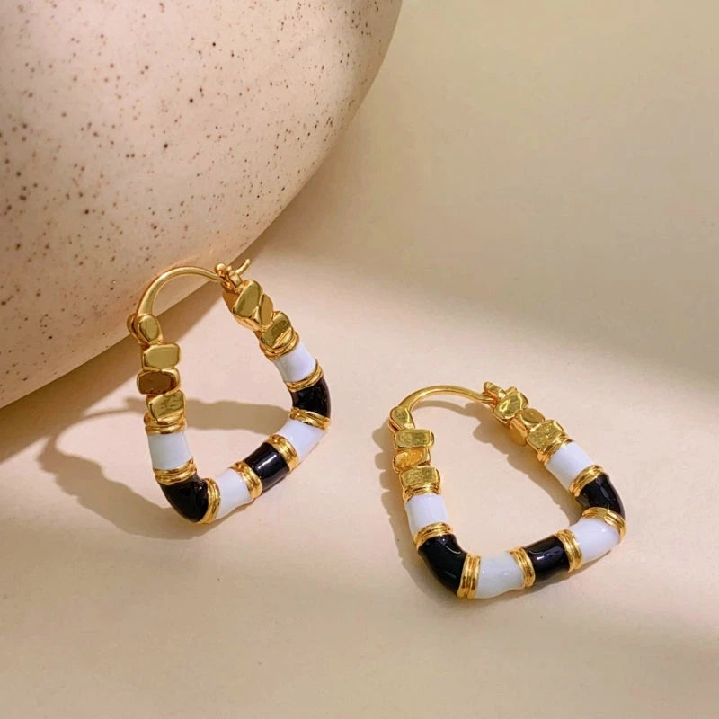 Detailed view of the sparkling accents on the Enamel Drop Earrings