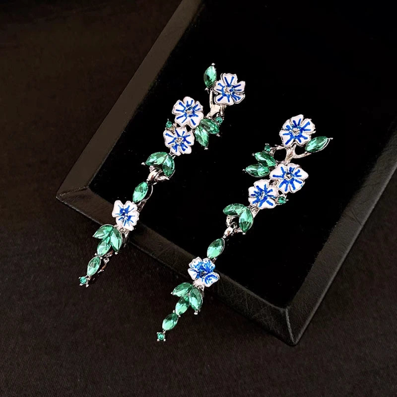 14K Gold-Plated Elegant Flower Tassel Earrings - elegant Flower Tassel Earrings