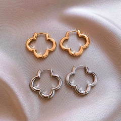 Close-up detail of the sparkling zircons and plating on the Four-Leaf Clover Earrings